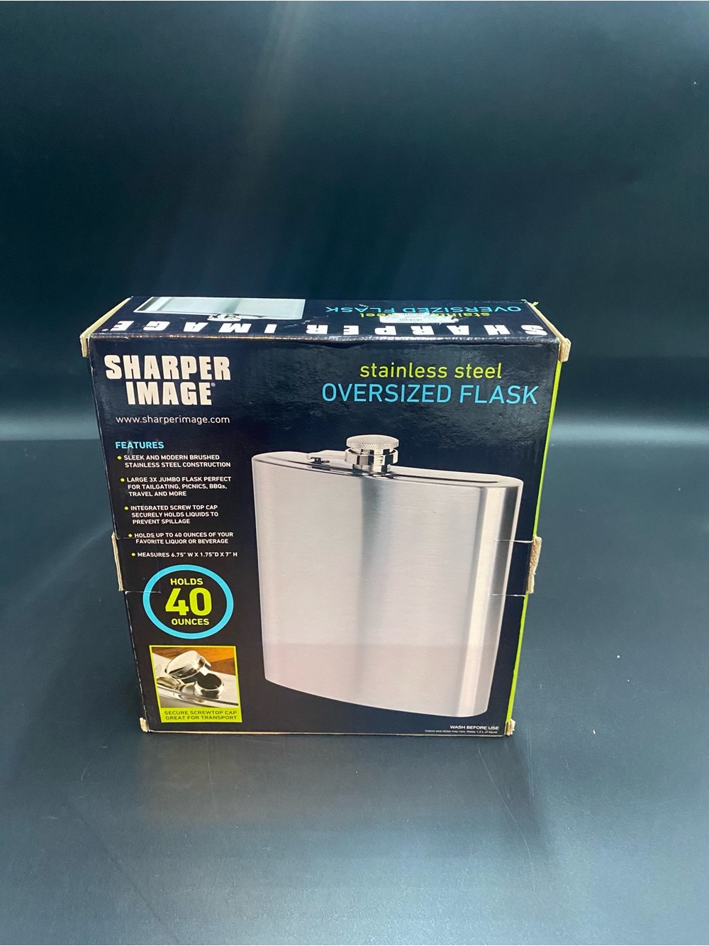 Sharper Image Stainless Steel Oversized Flask - Silver